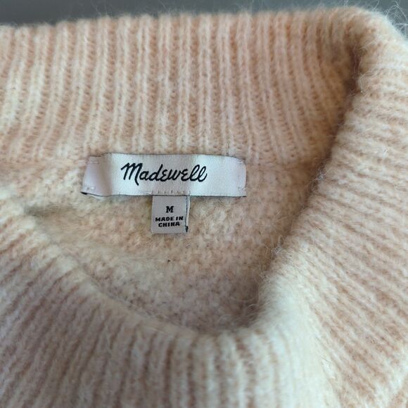 Madewell Havener Pullover Sweater Womens Medium Cable Knit Powder Wool Alpaca - Picture 5 of 8